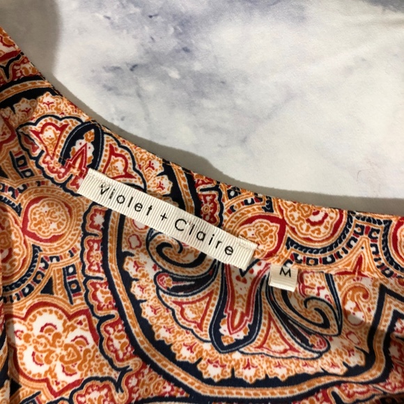 Violet + Claire Orange Quatrefoil Geometric Blouse - Picture 3 of 8